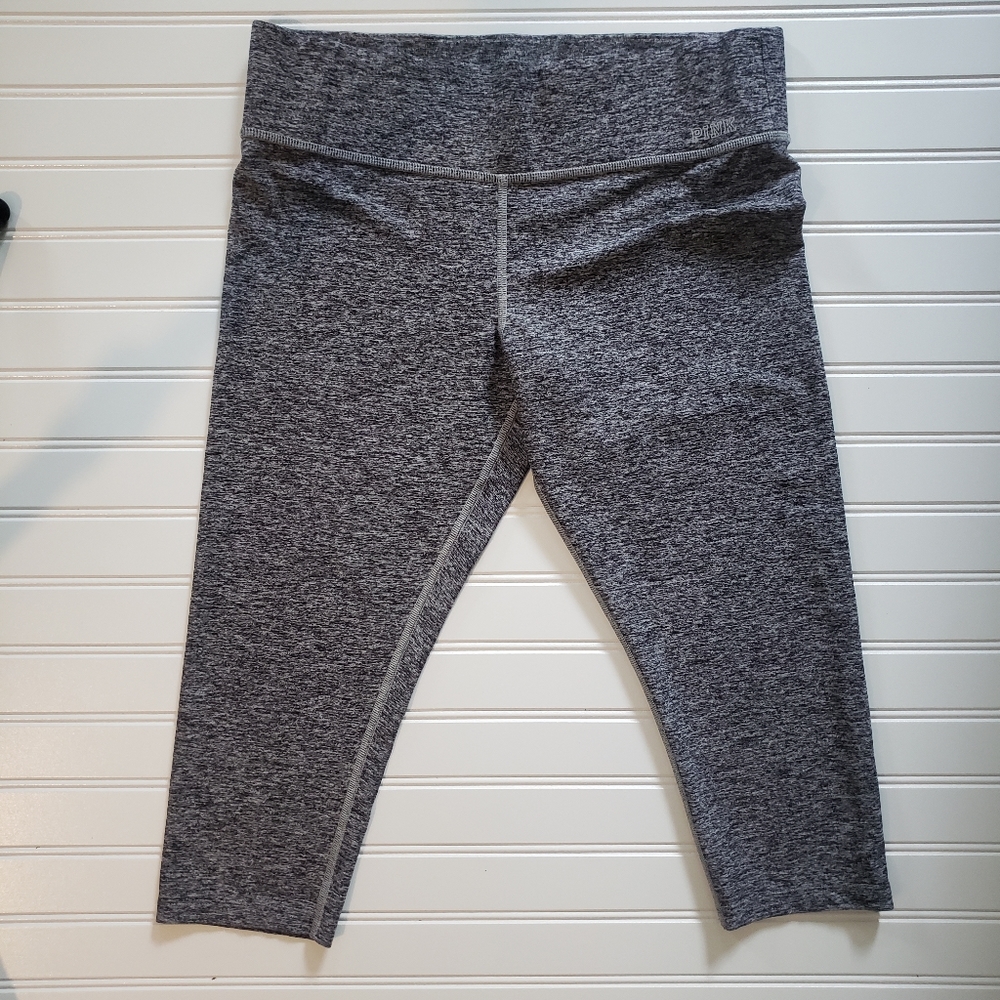Pink Ultimate Yoga Cropped Leggings Heathered Grey